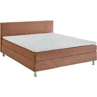 Atlantic Home Collection Boxbett "Edison", braun (caramel), B:180cm L:209cm, Bezug Bett: Cord (65% Polypropylen, 35% Polyester), , Komplettbetten, Boxbett, inkl. Bonnellfederkern-Matratze und Topper