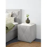 Home affaire Nachttisch "Alfie", grau (hellgrau, plexi milchglas), B:50cm H:53cm T:50cm, Tische, Nachttisch, mit Beleuchtung und Bezug aus Samtverlours