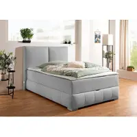 Guido Maria Kretschmer Home & Living Boxbett "Wehma", grau, B:150cm L:213cm, Komplettbetten, Boxbett, in H2, H3 & H4 wählbar, inklusive Topper