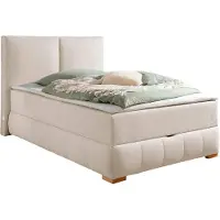Otto Home Boxbett "Wehma mit Kopfteil inkl. Bettkasten", beige, B:150cm L:213cm, Komplettbetten, Boxbett, in H2, H3 & H4 wählbar, inklusive Topper