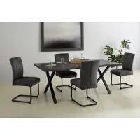 Hela Esstisch "GRETA", grau (grau, schwarz, grau), B:200cm H:76cm T:100cm, Tische, Esstisch, Baumkantentisch (Nachb.), versch. Größen, 46mm Stärke, Küchentisch