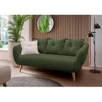Home affaire 2,5-Sitzer "Baggio modern und romantisches Design, bequem", grün (moosgrün), B:196cm H:80cm T:103cm, 100% Polyester, Sofas, 2 5-Sitzer, Zierkissen inklusive
