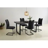 Hela Esstisch "GISELLE Baumkantentisch, Küchentisch", grau (grau, schwarz, grau), B:160cm H:76cm T:90cm, Tische, Esstisch, Kufengestell Metall, Industrial Design, 140 - 200 cm Breite, 2 Farben