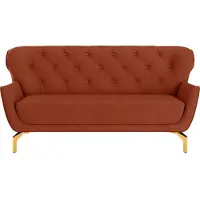 Sit&More 3-Sitzer SIT & MORE "Orient 3", rosa (kupfer), B:183cm H:89cm T:88cm, 100% Polyester, Sofas, 3-Sitzer, inkl. 2 Zierkissen mit Strass-Stein, goldfarbene Metallfüße