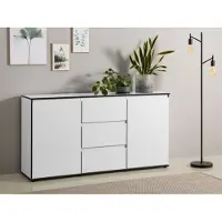 Hela Sideboard "Ariana", schwarz-weiß (weiß, schwarz), B:160cm H:85cm T:38cm, Sideboards, Sideboard, mit angeschrägten Griffmulden, Breite 160 cm