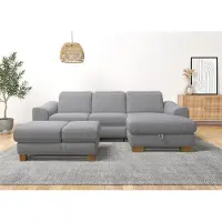 Home affaire Ecksofa "Dundee L-Form", grau (steel), B:264cm H:86cm T:170cm, Sofas, Ecksofa, wahlweise mit Kopfteilverstellung und zusätzlich mit Bettfunktion