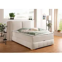 Otto Home Boxbett "Wehma mit Kopfteil inkl. Bettkasten", beige, B:150cm L:213cm, Komplettbetten, Boxbett, in H2, H3 & H4 wählbar, inklusive Topper