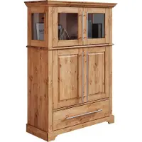 Otto Home Highboard "Melissa Vitrine Breite/Höhe/Tiefe 94/39/133 cm", beige (natur), B:94cm H:133cm T:39cm, FSC-zertifiziertes Massivholz, Sideboards, Highboard
