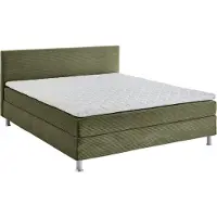 Atlantic Home Collection Boxbett "Edison", grün (olivgrün), B:180cm L:209cm, Bezug Bett: Cord (65% Polypropylen, 35% Polyester), , Komplettbetten, Boxbett, inkl. Bonnellfederkern-Matratze und Topper