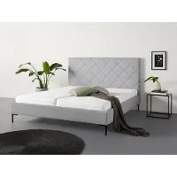 Home affaire 1100000002199 "Charlott", grau (hellgrau), B:194cm H:124cm L:215cm, Betten, 1100000002199, Modernes Polsterbett mit oder ohne Lattenrost