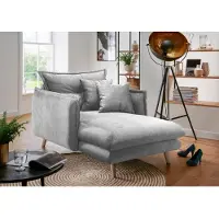Home affaire Loveseat "Levke, 111 cm breit, Sessel, modern & bequem, bodenfrei, Solitär", silber, B:111cm H:101cm T:167cm, 100% Polyester, Sessel, Loveseat, Velours, inkl. Rücken- und Zierkissen