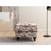 Home affaire Hocker "LUCIENNE", bunt (amber paradise), B:65cm H:47cm T:65cm, 100% PES, Hocker, Hocker, mit gedrechselten Füßen aus Holz
