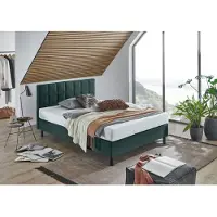 Atlantic Home Collection Boxbett "Nikola", grün (dunkelgrün), B:142cm L:210cm, , Komplettbetten, Boxbett, Massivholzfüßen, mit / ohne Matratze, in H2 und H3 erhältlich