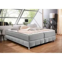 Home affaire Boxspringbett "Salo", grau (hellgrau), B:206cm L:206cm, Komplettbetten, Boxspringbett, Ohne Kopfteil, inkl. Topper, auch in Überlänge 220 cm