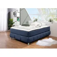 Home affaire Boxspringbett "Salo", blau, B:126cm L:206cm, Komplettbetten, Boxspringbett, Ohne Kopfteil, inkl. Topper, auch in Überlänge 220 cm