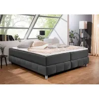 Home affaire Boxspringbett "Salo", grau (anthrazit), B:186cm L:206cm, Komplettbetten, Boxspringbett, Ohne Kopfteil, inkl. Topper, auch in Überlänge 220 cm