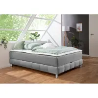 Home affaire Boxspringbett "Vaasa", grau, B:146cm L:226cm, Komplettbetten, Boxspringbett, für Dachschrägen geeignet, inkl. Bettkasten und Topper