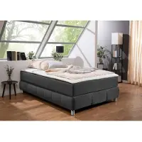 Home affaire Boxspringbett "Salo", grau (anthrazit), B:126cm L:206cm, Komplettbetten, Boxspringbett, Ohne Kopfteil, inkl. Topper, auch in Überlänge 220 cm