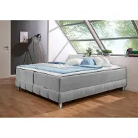 Home affaire Boxspringbett "Vaasa", silber, B:186cm L:206cm, Komplettbetten, Boxspringbett, für Dachschrägen geeignet, inkl. Bettkasten und Topper