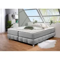 Home affaire Boxspringbett "Salo", grau, B:186cm L:206cm, Komplettbetten, Boxspringbett, Ohne Kopfteil, inkl. Topper, auch in Überlänge 220 cm