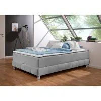 Home affaire Boxspringbett "Vaasa", silber, B:146cm L:226cm, Komplettbetten, Boxspringbett, für Dachschrägen geeignet, inkl. Bettkasten und Topper