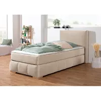 Home affaire 1100000002199 "Wehma", beige, B:110cm L:213cm, Struktur fein (100% Polyester), Komplettbetten, 1100000002199, inkl. Topper in 3 verschiedenen Matratzen, auch in Samtstoff