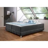 Home affaire Boxspringbett "Vaasa", grau (schiefer), B:206cm L:206cm, Komplettbetten, Boxspringbett, für Dachschrägen geeignet, inkl. Bettkasten und Topper