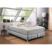 Home affaire Boxspringbett "Salo", grau (hellgrau), B:146cm L:226cm, Komplettbetten, Boxspringbett, Ohne Kopfteil, inkl. Topper, auch in Überlänge 220 cm