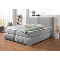Home affaire Boxspringbett "Wehma", silber, B:170cm L:233cm, Struktur fein (100% Polyester), Komplettbetten, Boxspringbett, inkl. Topper in 3 verschiedenen Matratzen, auch in Samtstoff