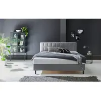 Atlantic Home Collection Boxbett "Nikola", grau (hellgrau), B:162cm L:210cm, , Komplettbetten, Boxbett, Massivholzfüßen, mit / ohne Matratze, in H2 und H3 erhältlich