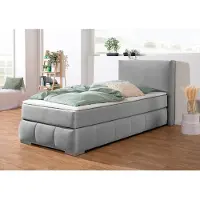 Home affaire Boxspringbett "Wehma", silber, B:110cm L:213cm, Struktur fein (100% Polyester), Komplettbetten, Boxspringbett, inkl. Topper in 3 verschiedenen Matratzen, auch in Samtstoff