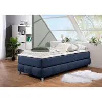 Home affaire Boxspringbett "Salo", blau, B:96cm L:206cm, Komplettbetten, Boxspringbett, Ohne Kopfteil, inkl. Topper, auch in Überlänge 220 cm