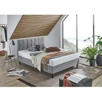 Atlantic Home Collection Boxbett "Nikola", grau (hellgrau), B:142cm L:210cm, , Komplettbetten, Boxbett, Massivholzfüßen, mit / ohne Matratze, in H2 und H3 erhältlich