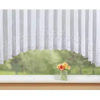 Stickereien Plauen Gardine "Alena" Gr. 10, weiß, B:450cm H:125cm, Polyester, Gardinen, Gardine, veredelt mit echter Plauener Spitze Stickerei