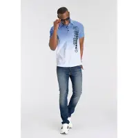 DELMAO Poloshirt , Herren, Gr. 4XL (68/70), blau (blau, weiß), Piqué, Obermaterial: 100% Baumwolle, bedruckt, normal, Shirts Poloshirt, kurzärmelig, lässiges Batikmuster, Polokragen, Topseller