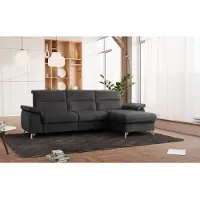 Sit&More Ecksofa SIT & MORE "Astoria L-Form", grau (anthrazit), B:260cm H:91cm T:175cm, 100% Polyester, Sofas, Ecksofa, wahlweise mit motorischer Relaxfunktion