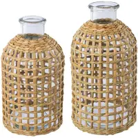 Creativ home Tischvase "Vase aus Glas", braun, H:23cm Ø:12,5cm, Glas, Vasen, Tischvase, mit Mesh-Überzug