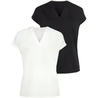 Flashlights Blusentop , Damen, Gr. 34, schwarz-weiß (schwarz, weiß), Web, Obermaterial: 100% Polyester, figurumspielend, Blusen Blusentop, im Doppelpack, Topseller