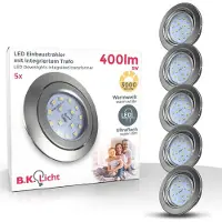 B.K.Licht Einbauspot 68mm 5er Set - 230V, 4,8W, 400lm, LED, warmweiß, matt-nickel