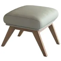 FLEXLUX Polsterhocker "Adria", weiß (warm weiß), B:54cm H:41cm T:41cm, 100% Echteder, Hocker, Polsterhocker, Fuß Eiche, Fußhocker für Ohrensessel
