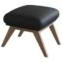 FLEXLUX Polsterhocker "Adria", schwarz (deep schwarz), B:54cm H:41cm T:41cm, 100% Echteder, Hocker, Polsterhocker, Fuß Eiche, Fußhocker für Ohrensessel