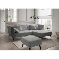 Home affaire Ecksofa "Colori modern und bequem, schmale Armlehnen, tolle Detailverarbeitung", grau, B:264cm H:80cm T:160cm, 100% Polyester, Sofas, Ecksofa, Holzfußfarbe wählbar, inkl. 4x Zierkissen