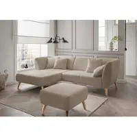 Inosign Ecksofa "Colori Polstermöbel mit zeitlos eleganter Rückenführung. L-Form", beige, B:264cm H:80cm T:160cm, 100% Polyester, Sofas, Ecksofa, Holzfußfarbe wählbar, inkl. 4x Zierkissen