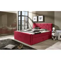 Home affaire Boxspringbett "Atlanta", rot, B:180cm L:221cm, Kunststoff, Massivholz, Stoff, Komplettbetten, Boxspringbett, inklusive Topper und Bettkasten