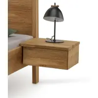 Home affaire Nachttisch "Huven", beige (natur), B:43cm H:20cm T:39cm, Tische, Nachttisch, 2'er Set Nachttische, Eiche mit gebürstet Front passend zur Bett HUVEN
