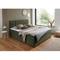Atlantic Home Collection Boxbett "Alva, wahlweise mit Matratze", grün, B:160cm L:211cm, , Komplettbetten, Boxbett, wahlweise mit Matratze und Topper