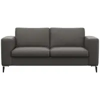FLEXLUX 2-Sitzer "Fiore", grau (warm mineral), B:164cm H:85cm T:92cm, 100% Echteder, Sofas, 2-Sitzer, breite Armlehnen, Kaltschaum, Füße Alu+schwarz
