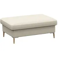 FLEXLUX Pouf "Fiore", weiß (warm weiß), B:97cm H:34cm T:66cm, Aluminium, Holz teilmassiv, Poufs, Pouf, Kaltschaum, Füße Alu+ Eiche