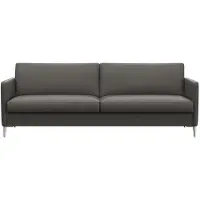 FLEXLUX 3-Sitzer "Fiore, super Sitzkomfort durch Kaltschaum im Sitz", grau (warm mineral), B:214cm H:85cm T:92cm, 100% Echteder, Sofas, 3-Sitzer, schmale Armlehnen, Füße Alu