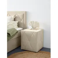 Home affaire Nachttisch "Alfie", beige (beige, plexi milchglas), B:50cm H:53cm T:50cm, Tische, Nachttisch, mit Beleuchtung und Bezug aus Samtverlours